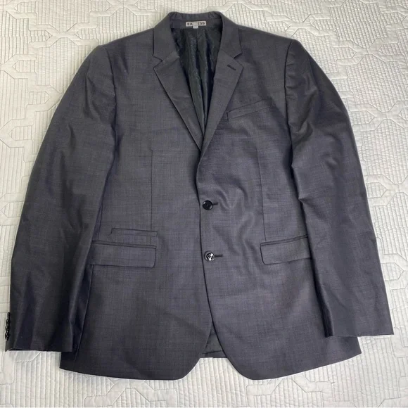 Express Photographer Blazer Mens 42R Fitted Dark Grey 2 Button Sport Coat Wool Suits Blazers